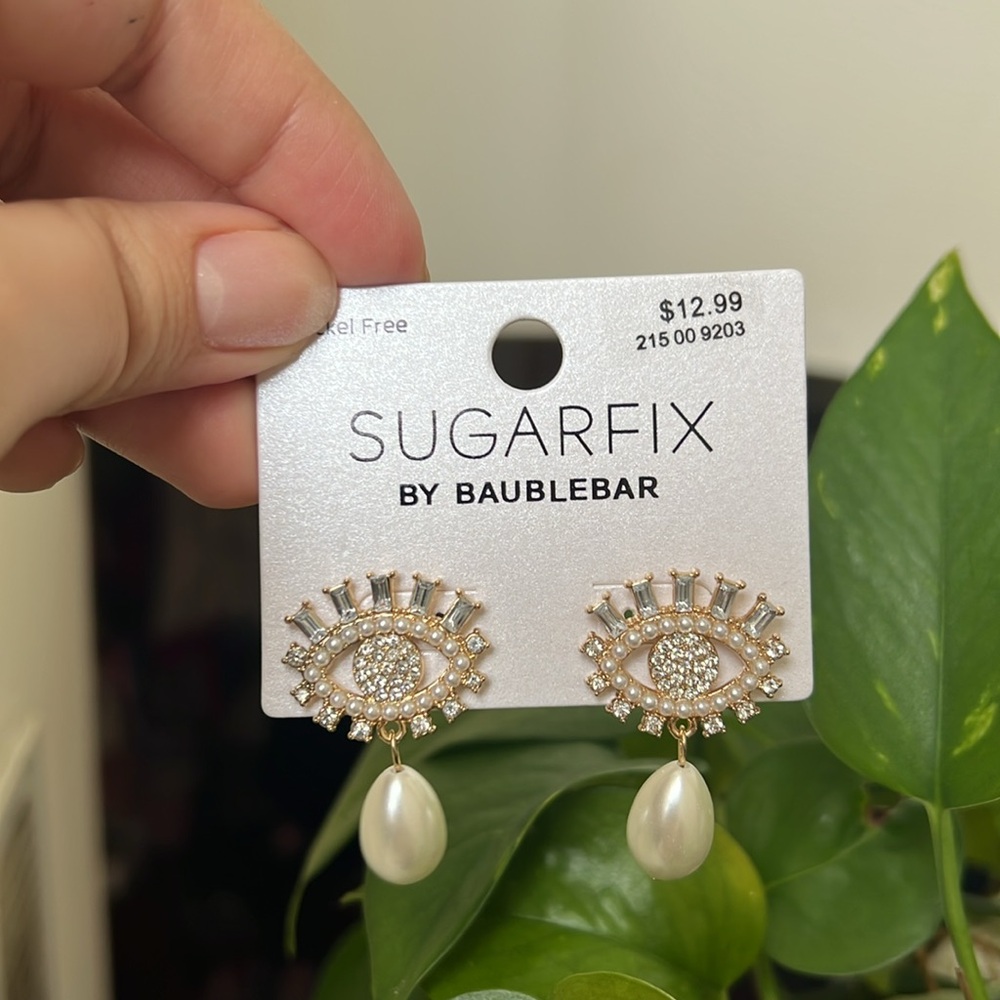 Sugarfix by Baublebar Half Hoop and Eye Studs with Pearl Drop Earring Bundle - Picture 2 of 4